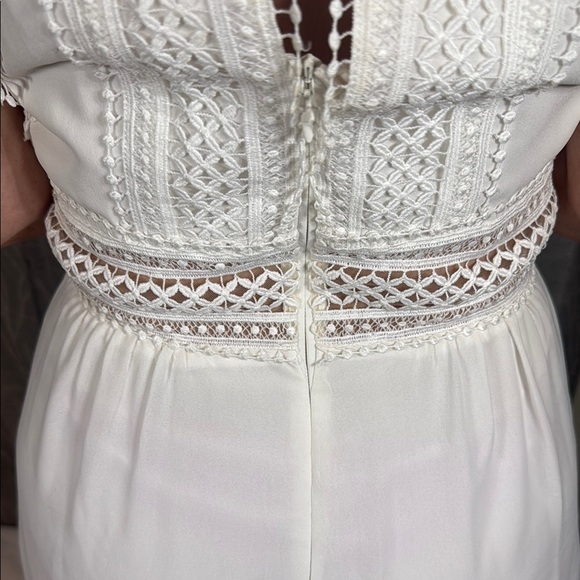 Belle Badgley Mischka White Lace Halter Maxi Dress Size 2 - Picture 10 of 11